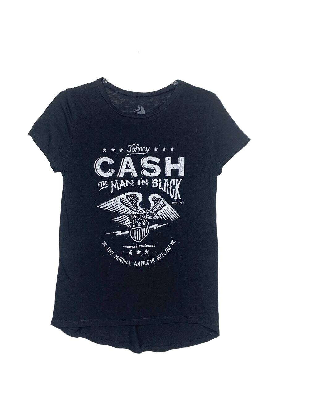 JOHNNY CASH The Man In Black Graphic T-Shirt Short Sleeve Crew Neck Black Size S